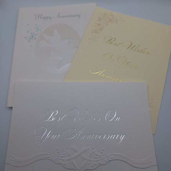 Vintage Anniversary Greeting Cards Elegant Embossed Designs Doves Best Wishes - Picture 3 of 12